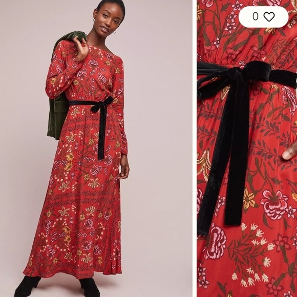 LAIA Roberta Red Floral Maxi Dress Anthropologie - Picture 2 of 11